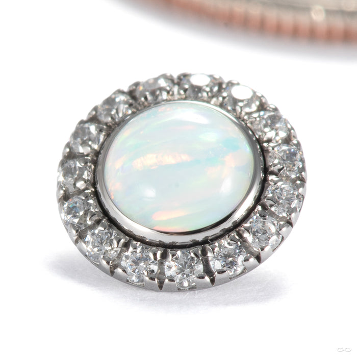 Gem Pave Halo Threaded End in 14g Titanium with White Opal & Clear CZ from Intrinsic