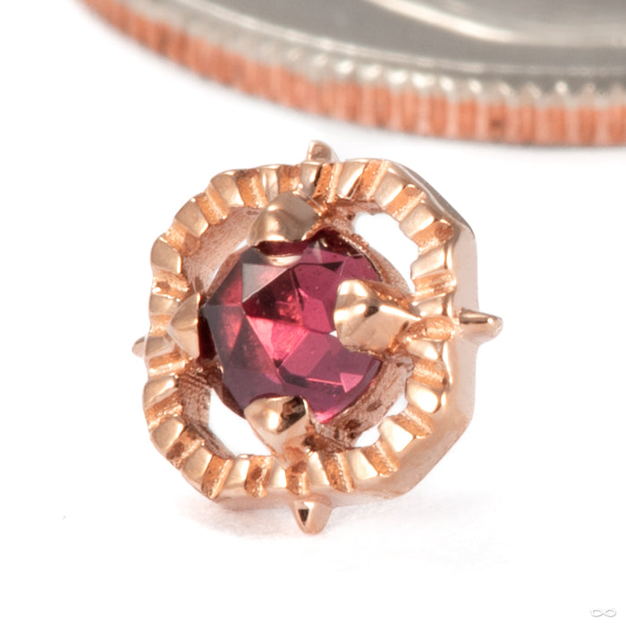 Gemmed Kappa 04 Press-fit End in 14k Rose Gold with Pink Tourmaline from Tether Jewelry