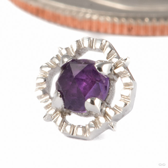 Gemmed Kappa 04 Press-fit End in 14k White Gold with Amethyst from Tether Jewelry