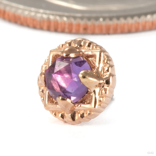 Gemmed Omega 24 Press-fit End in 14k Rose Gold with Amethyst from Tether Jewelry
