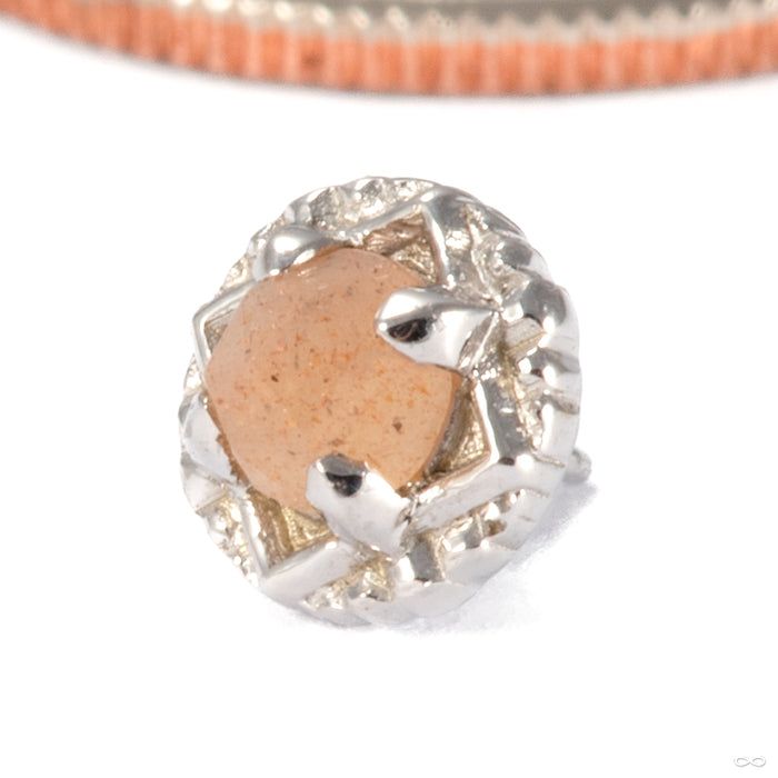 Gemmed Omega 24 Press-fit End in 14k White Gold with Oregon Sunstone from Tether Jewelry
