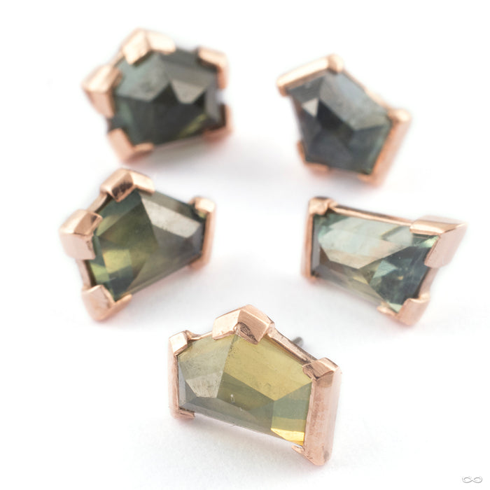 Geometric Australian Sapphire Press-fit End in Gold from Mettle and Silver in 14k Rose Gold