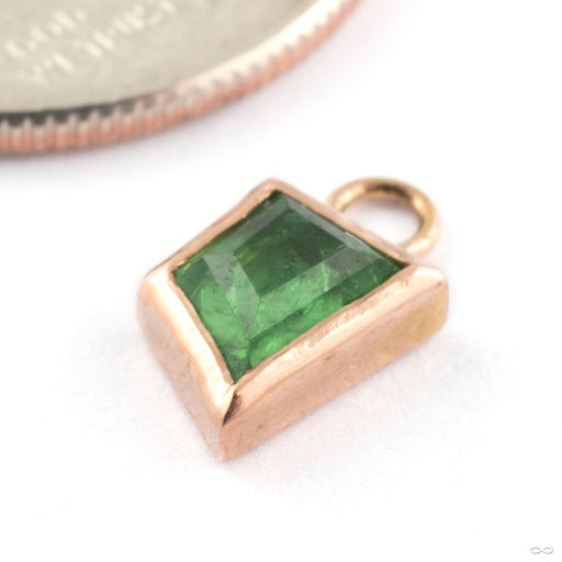 Geometric Bezel Charm in Gold from Mettle and Silver 14k Rose Gold with Tsavorite Garnet