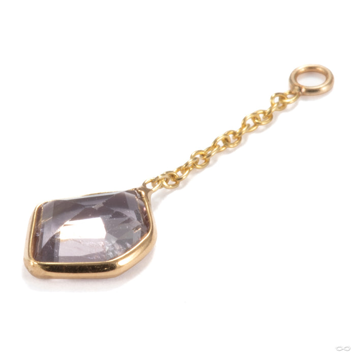 Geometric Bezel Charm in 14k Yellow Gold with Lavender Spinel from Quetzalli