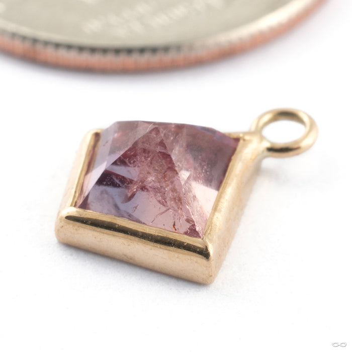 Geometric Bezel Charm in Gold from Mettle and Silver 14k Yellow Gold with Winza Ruby Garnet