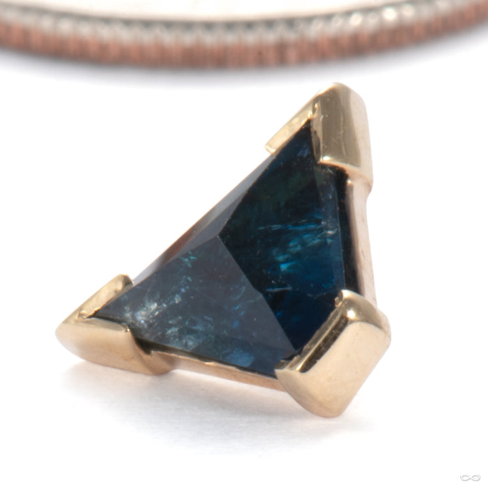 Geometric Madagascar Sapphire Threaded End in 14k Yellow Gold from Mettle and Silver