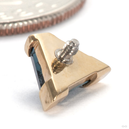 Geometric Madagascar Sapphire Threaded End in 14k Yellow Gold from Mettle and Silver back detail