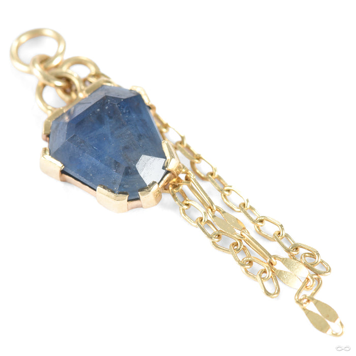 Geometric Partial Bezel Chain Charm in Gold from Mettle and Silver in yellow gold with madagascar sapphire
