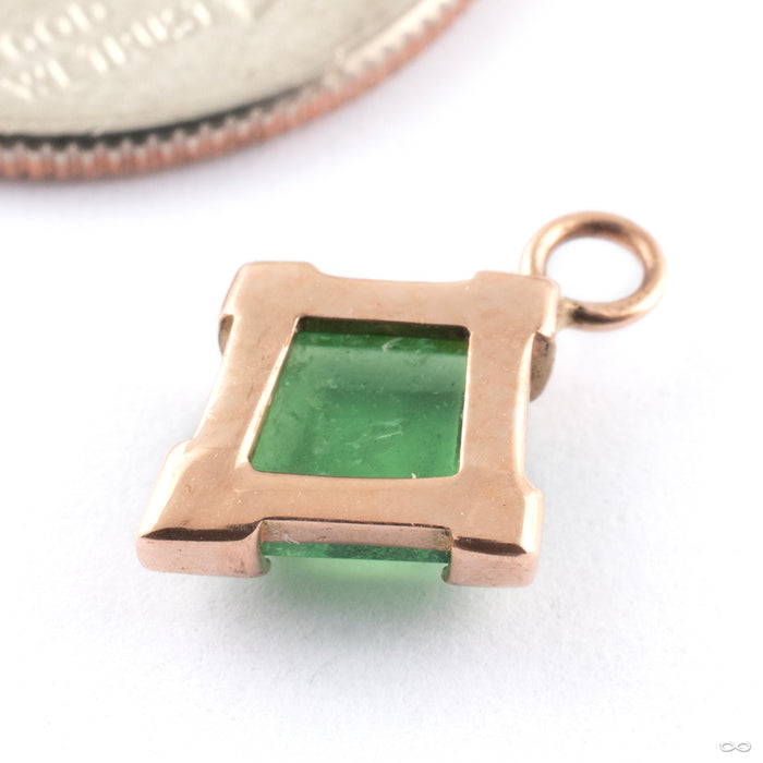 Geometric Partial Bezel Charm in Gold from Mettle and Silver in 14k Rose Gold with Tsavorite Garnet back view