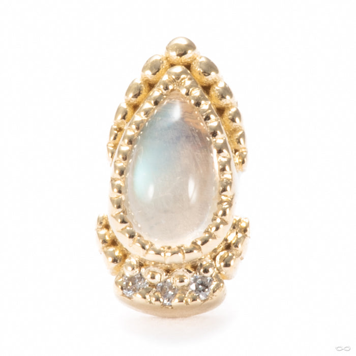 Glados Press-fit End in 14k Yellow Gold with Moonstone and Diamond from Seasons Handmade