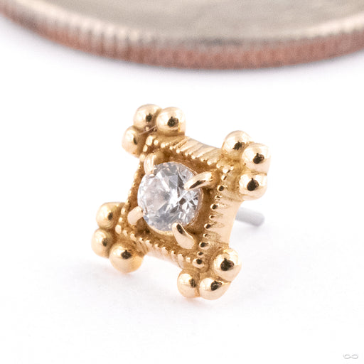 Grace Press-fit End in 14k Yellow Gold with Clear CZ from Maya Jewelry