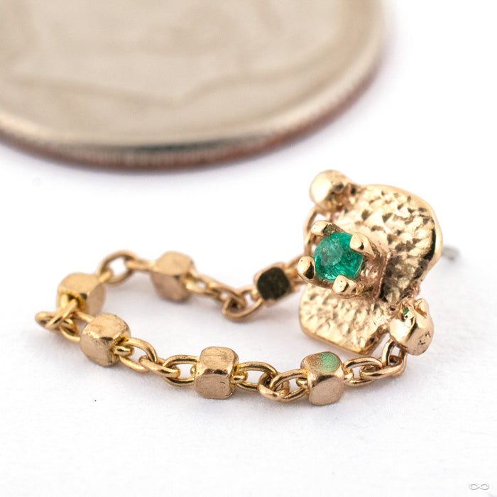 Gravity Press-fit End in Gold from Sacred Symbols in 14k Yellow Gold with Emerald