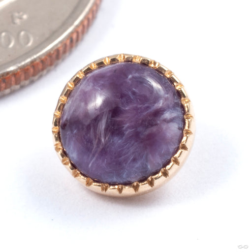 Grizant Cabochon Threaded End in Gold from Auris Jewellery in yellow gold with charoite