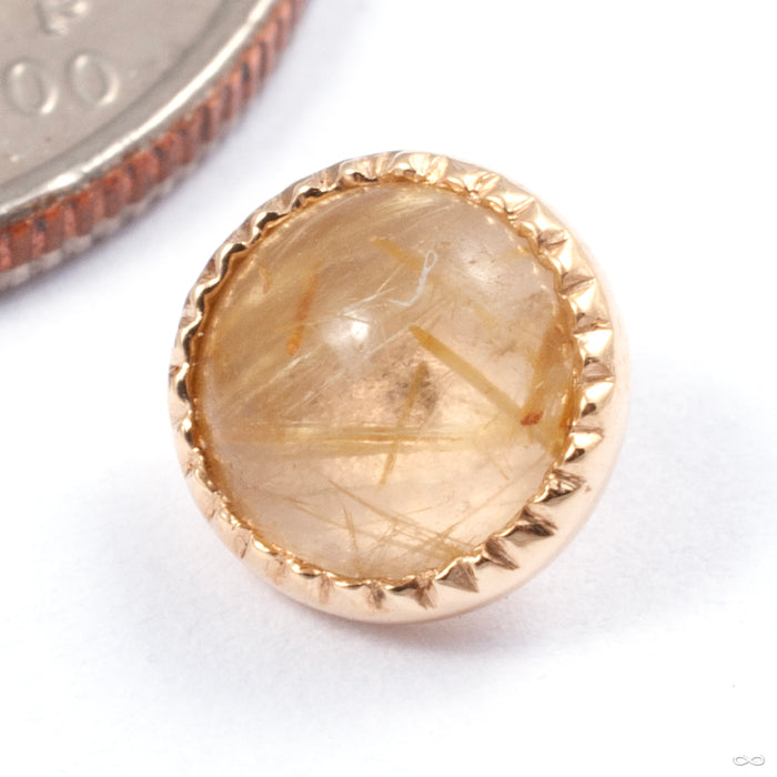 Grizant Cabochon Threaded End in Gold from Auris Jewellery in rutilated quartz