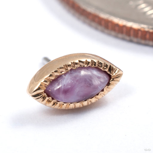 Grizant Leaf Cabochon Press-fit End in Gold from Auris Jewellery in yellow gold with charoite