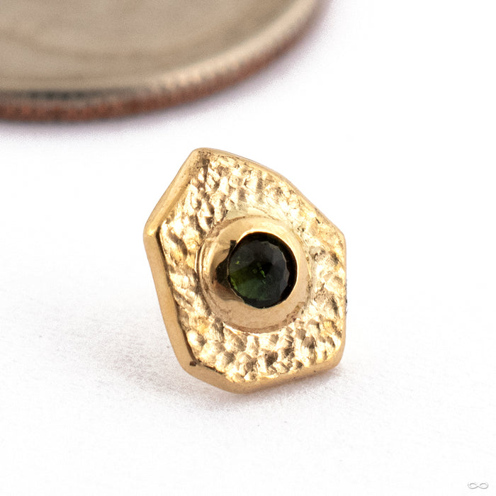 Guardian Press-fit End in Gold from Sacred Symbols in 14k Yellow Gold with Green Sapphire