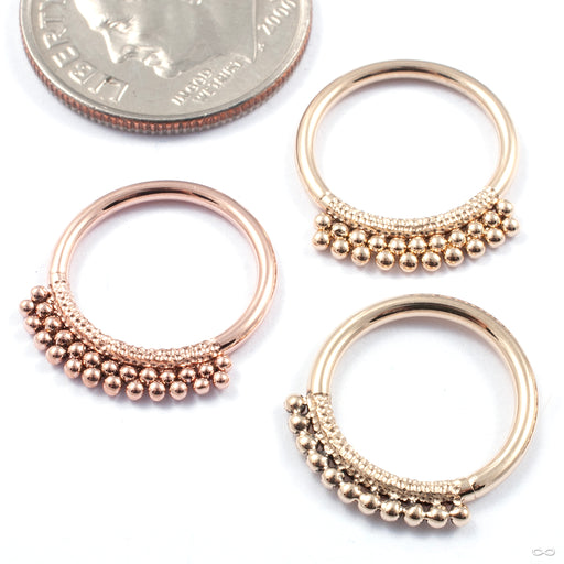 Hammered Beaded Seam Ring in Gold from Dusk Body Jewelry