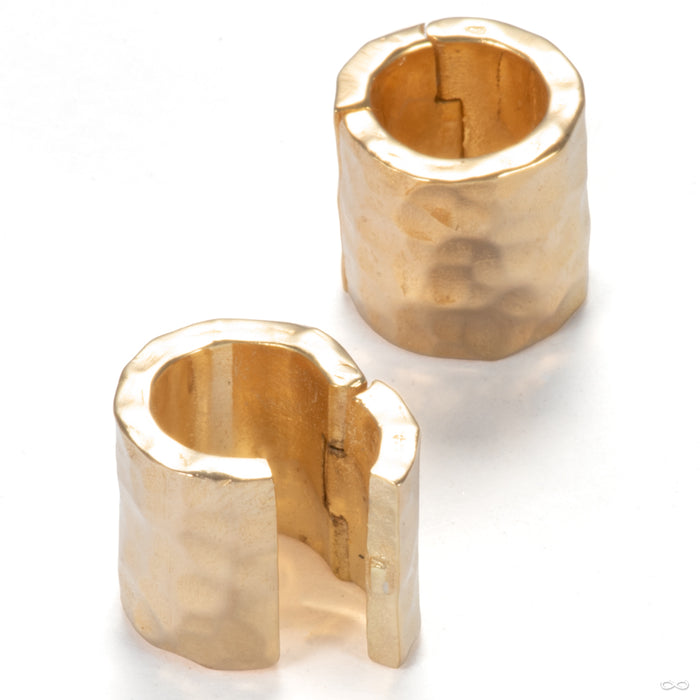Hammered Clicker Cuffs in Yellow Gold from Symmetry Body Jewelry open