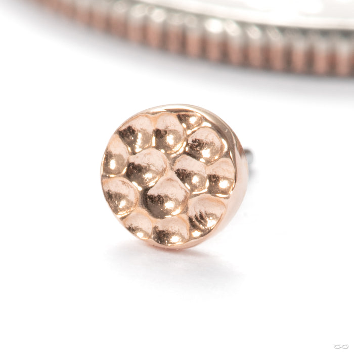 Hammered Disk Press-fit End in 14k Rose Gold 3mm from Junipurr Jewelry