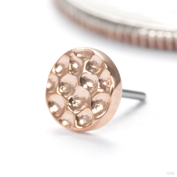 Hammered Disk Press-fit End in 14k Rose Gold 4mm from Junipurr Jewelry