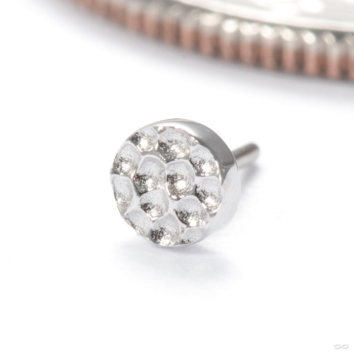 Hammered Disk Press-fit End in 14k White Gold 2.5mm from Junipurr Jewelry
