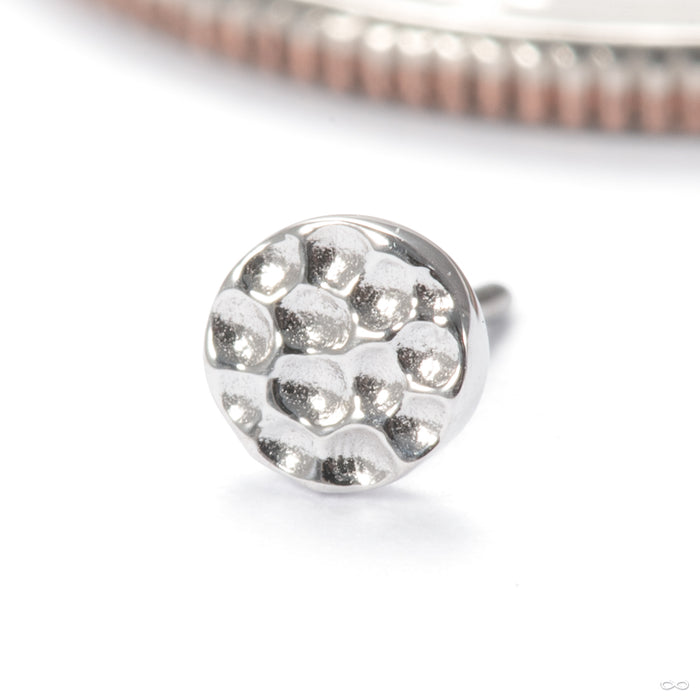 Hammered Disk Press-fit End in 14k White Gold 3mm from Junipurr Jewelry