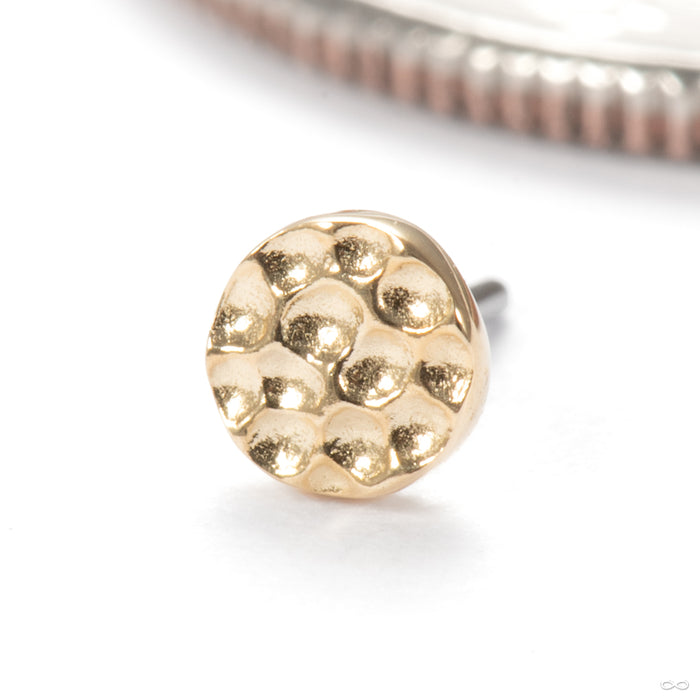Hammered Disk Press-fit End in 14k Yellow Gold 3mm from Junipurr Jewelry