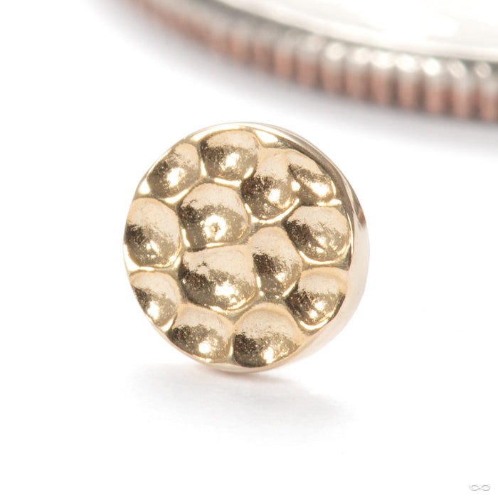 Hammered Disk Press-fit End in 14k Yellow Gold 4mm from Junipurr Jewelry