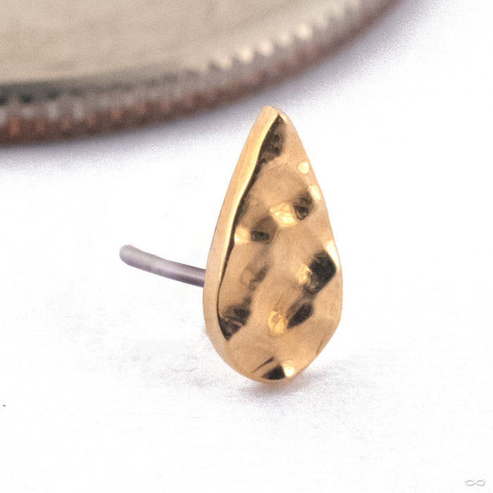 Hammered Teardrop Press-fit End in Gold from Quetzalli in 14k Yellow Gold