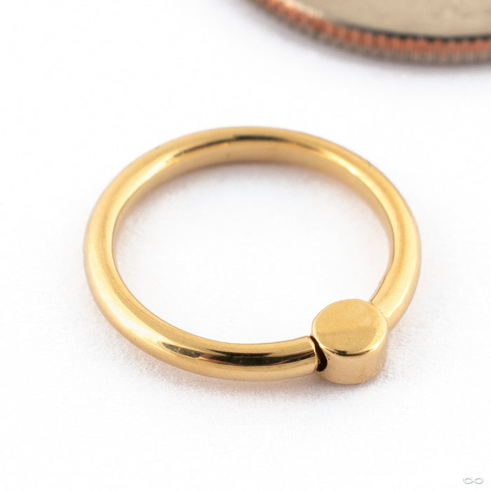 Held Captive Seam Ring in Gold from Pupil Hall 14k Yellow Gold with Hot Pink Enamel back detail photo