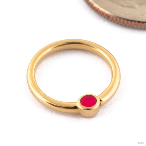 Held Captive Seam Ring in Gold from Pupil Hall 14k Yellow Gold with Hot Pink Enamel