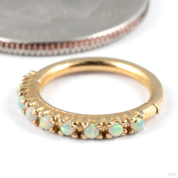 Hera Seam Ring in Yellow Gold with White Opal from Tawapa