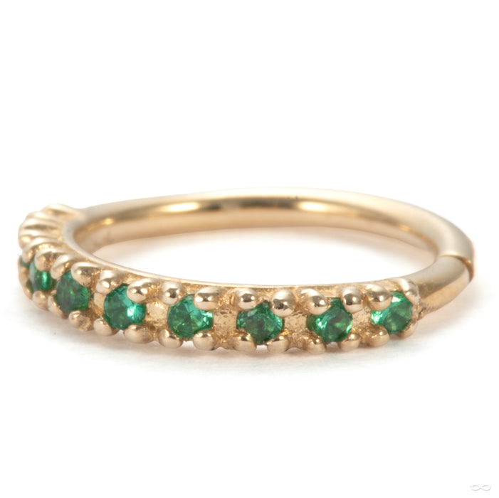 Hera Seam Ring in 14k Yellow Gold with Green CZ from Tawapa