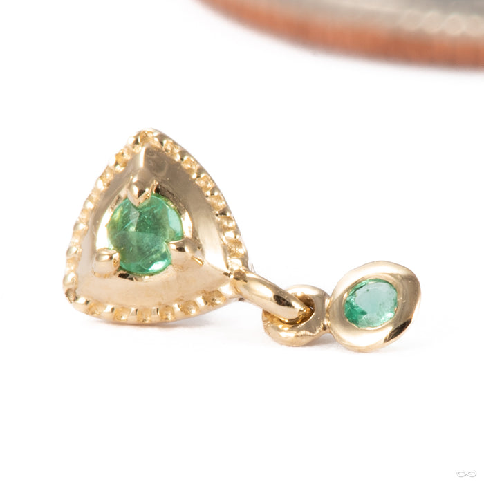 Hero Drop Press-fit End in 14k Yellow Gold with Emerald from Tether Jewelry