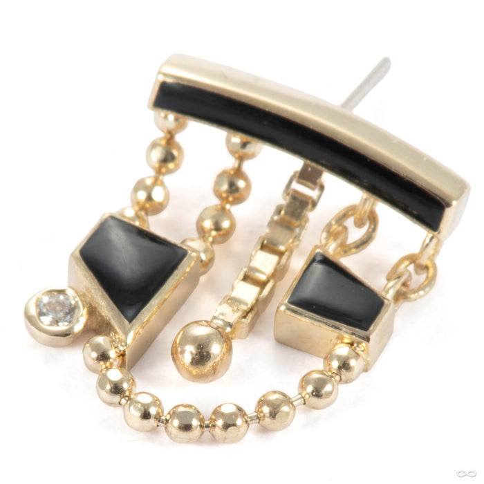 Hidden Multitudes Press-fit End in 14k Yellow Gold with Black Enamel & Diamond  from Pupil Hall