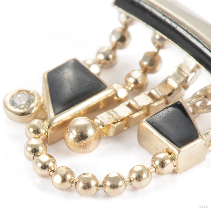 Hidden Multitudes Press-fit End in 14k Yellow Gold with Black Enamel & Diamond  from Pupil Hall charm close-ups