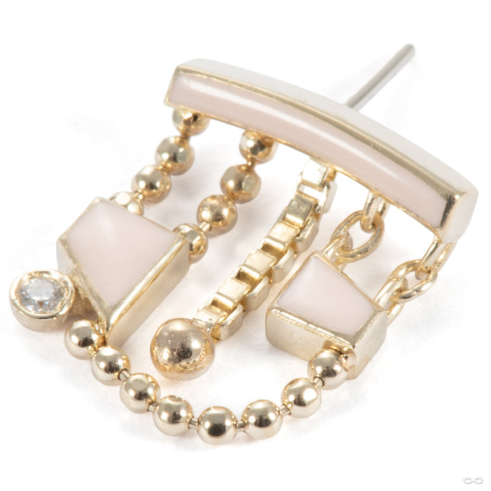 Hidden Multitudes Press-fit End in 14k Yellow Gold with White Enamel & Diamond  from Pupil Hall