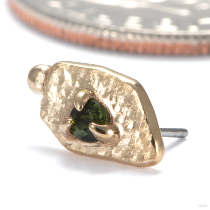 Hideaway Press-fit End in 14k Yellow Gold with Green Tourmaline from Sacred Symbols
