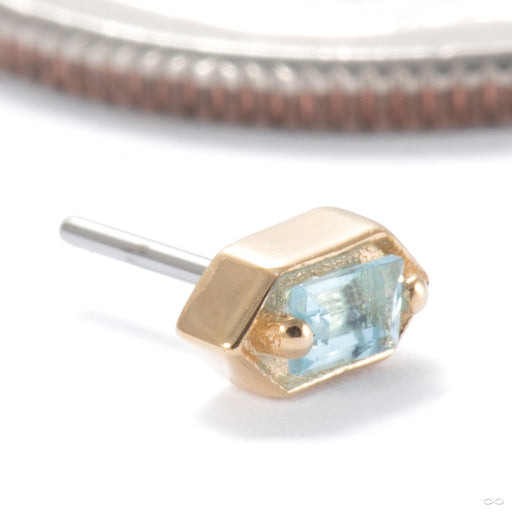 Hoax Press-fit End in 14k Yellow Gold wth Swiss Blue Topaz from Ember Body Jewelry
