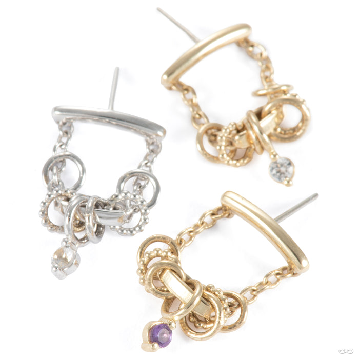 Horizontal A Few Things Hidden Press-fit End in Gold from Pupil Hall with assorted materials and stones