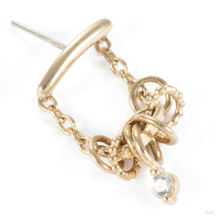 Horizontal A Few Things Hidden Press-fit End in 14k Yellow Gold with White Sapphire from Pupil Hall