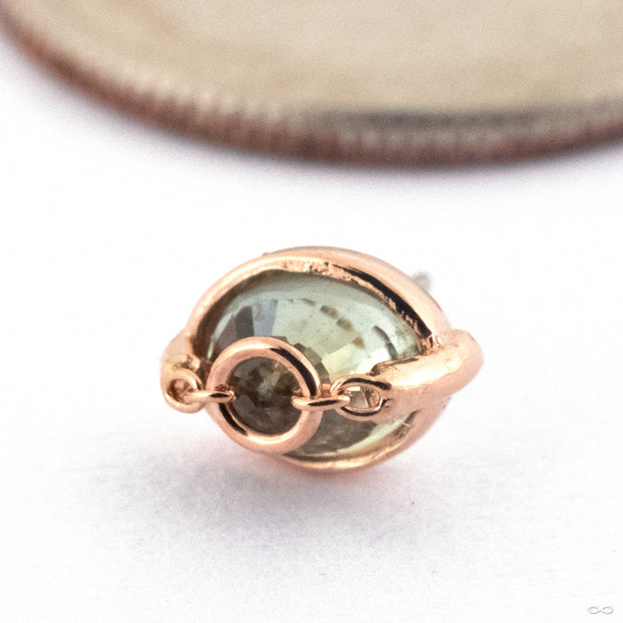 How Dare You Oval Press-fit End in Gold from Pupil Hall in 14k Rose Gold with Blue Gray Sapphire