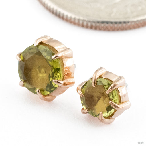 Illuminate Press-fit End in 14k Rose Gold with Peridot from Maya Jewelry in assorted sizes