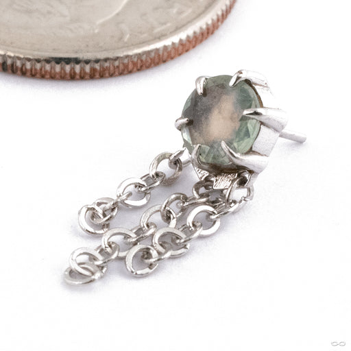 Illuminate with Chains Press-fit End in 14k White Gold with Green Sapphire from Maya Jewelry