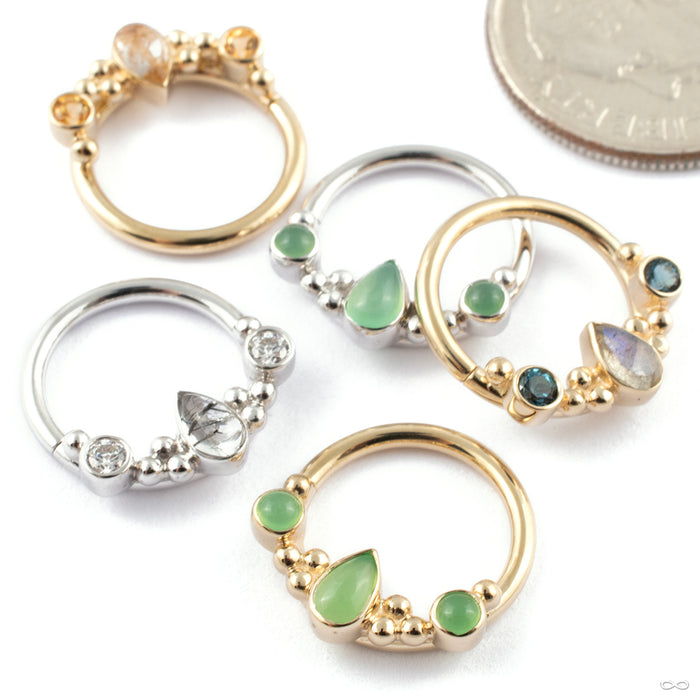 Inside Out Eden Pear Seam Ring in Gold from BVLA with assorted materials and stones