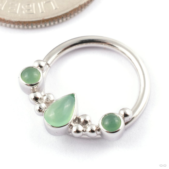 Inside Out Eden Pear Seam Ring in Gold from BVLA in 14k White Gold with Chrysoprase