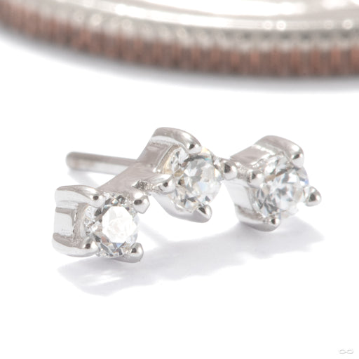 Itsy Press-fit End in 14k White Gold with Clear CZ from Ember Body Jewelry