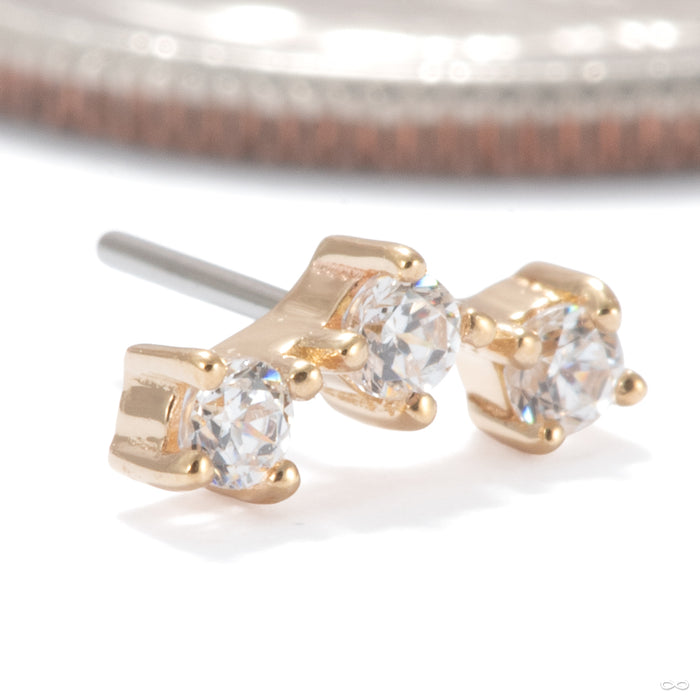 Itsy Press-fit End in 14k Yellow Gold with Clear CZ from Ember Body Jewelry