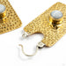 Kawaii Earrings from Oracle in yellow brass with blue lace agate open view