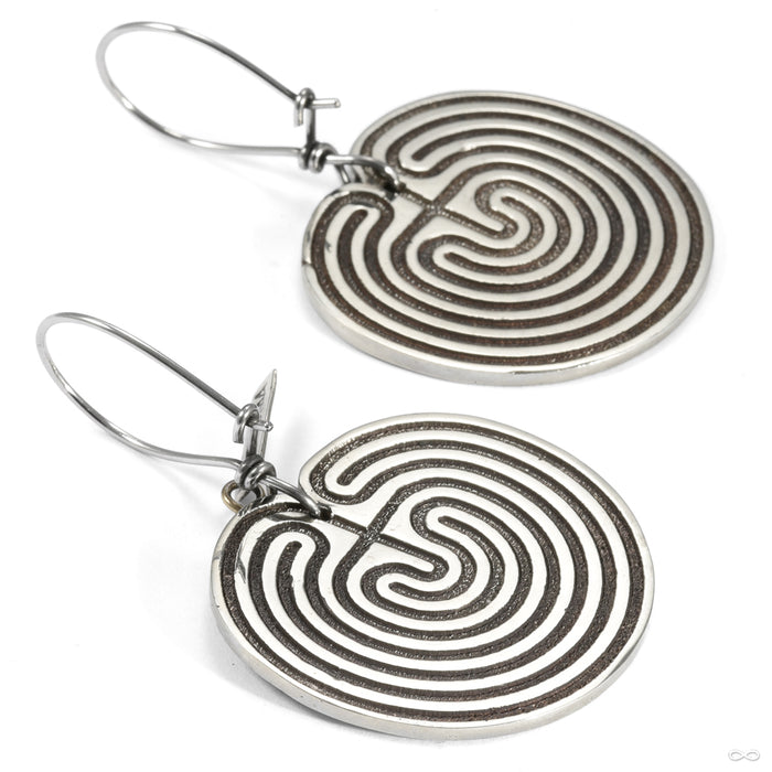 Labyrinth Earrings from Eleven44 in white brass